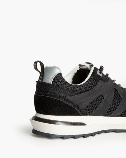 Black Mesh Sneakers with Bold Contrast Sole
