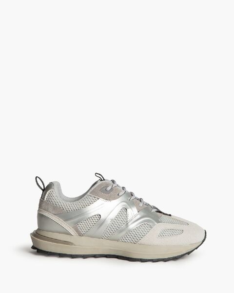 Gray Mesh & Synthetic Sneakers with Reflective Trim