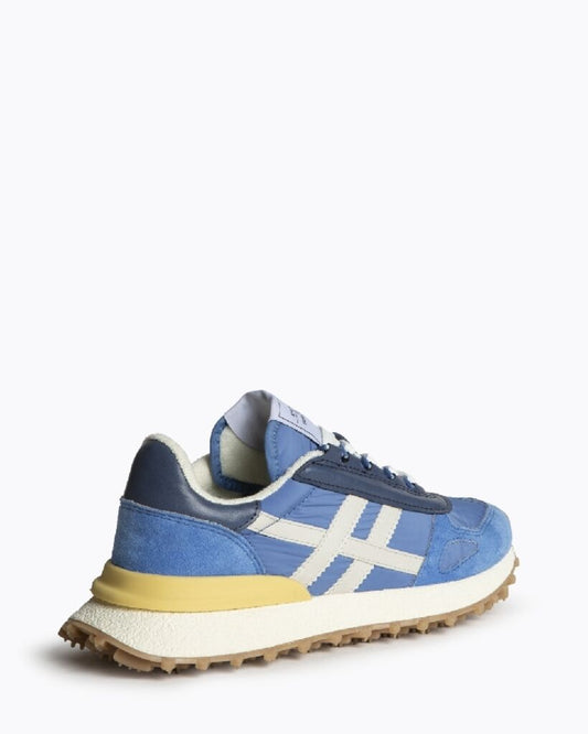 Blue Suede Retro Sneakers with Cushioned Sole