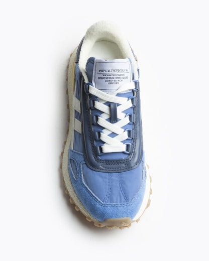 Blue Suede Retro Sneakers with Cushioned Sole