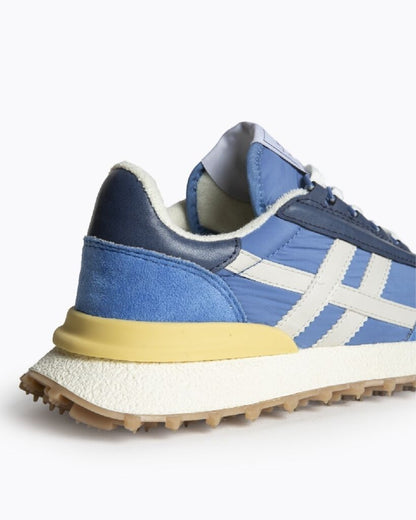 Blue Suede Retro Sneakers with Cushioned Sole