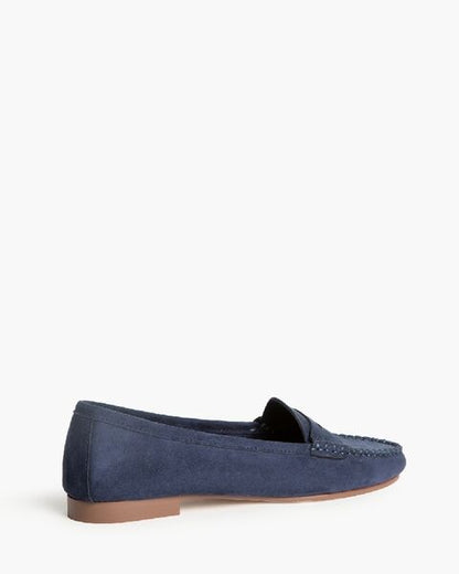 Navy Suede Loafers with Classic Stitch