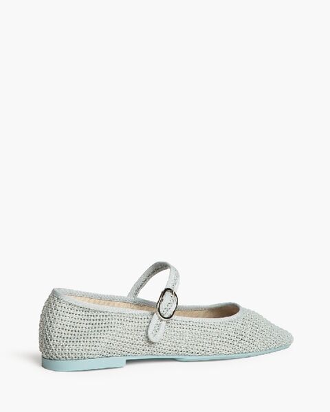 Grey Woven Ballet Flats with Strap Detail
