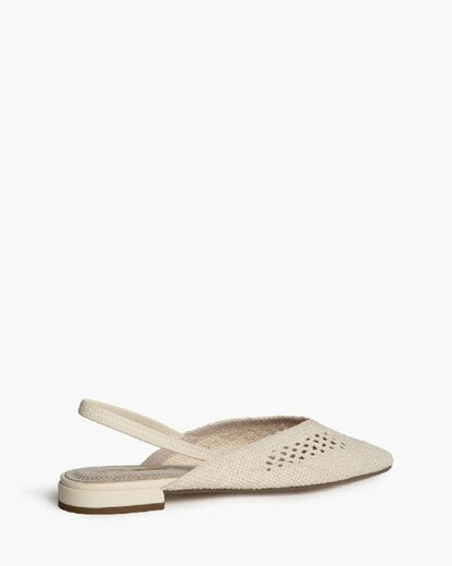 Beige Woven Slingback Flats with Cutout Design