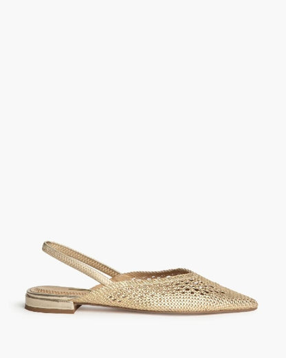 Gold Woven Slingback Flats