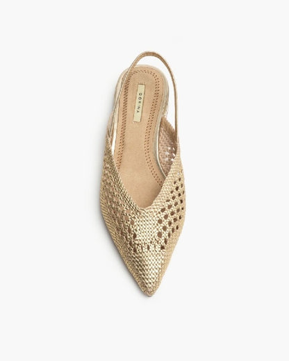 Gold Woven Slingback Flats