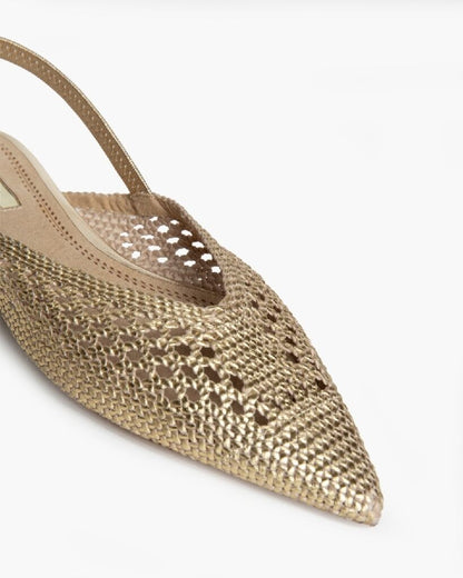 Gold Woven Slingback Flats
