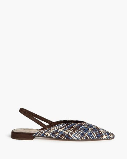 Multicolor Textured Slingback Flat with Patterned Knit