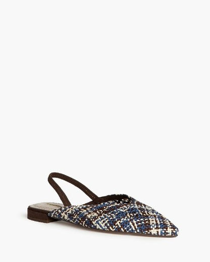 Multicolor Textured Slingback Flat with Patterned Knit
