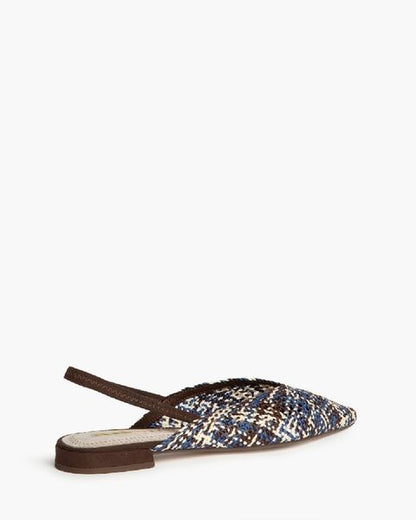 Multicolor Textured Slingback Flat with Patterned Knit