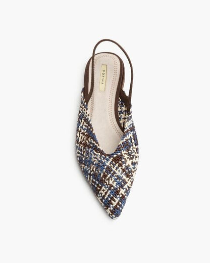Multicolor Textured Slingback Flat with Patterned Knit