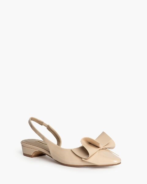 Beige Slingback with Bow Detail
