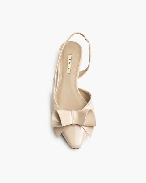 Beige Slingback with Bow Detail