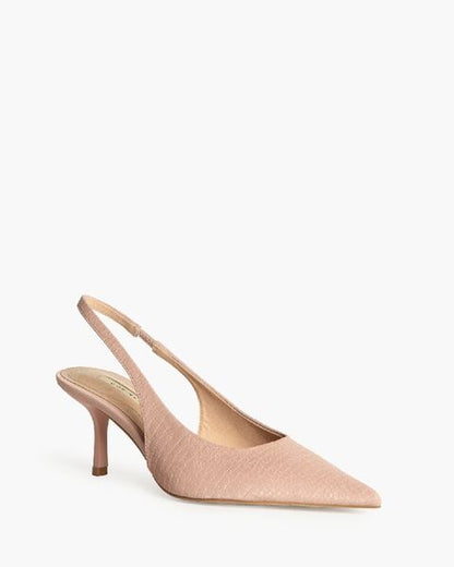 Blush Textured Slingback Heels