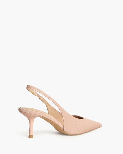 Blush Textured Slingback Heels