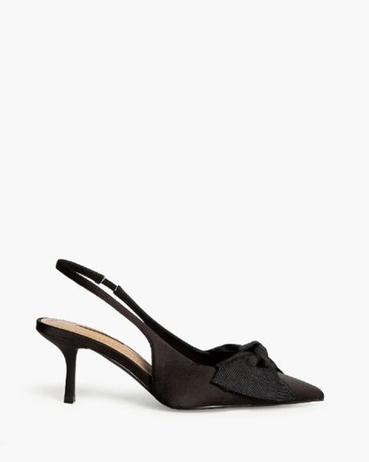 Black Slingback Heels with Bow Detail