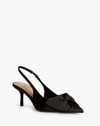 Black Slingback Heels with Bow Detail