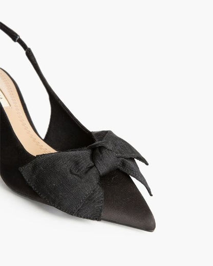 Black Slingback Heels with Bow Detail