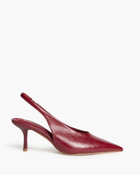 Burgundy Textured Slingback Kitten Heel