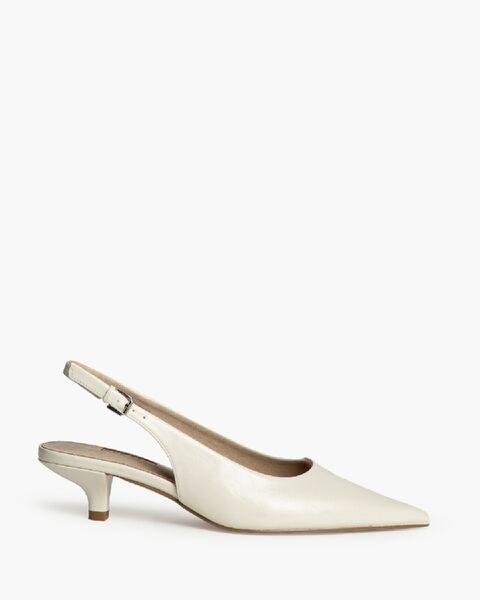 Ivory Slingback Kitten Heels with Pointed Toe