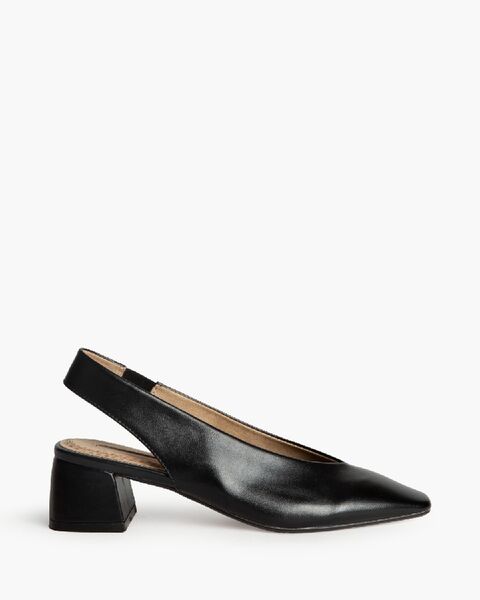 Black Slingback Block Heel Shoes