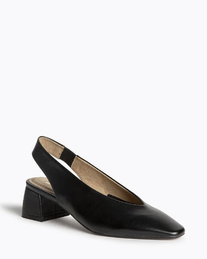 Black Slingback Block Heel Shoes