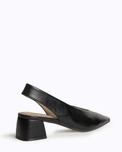Black Slingback Block Heel Shoes