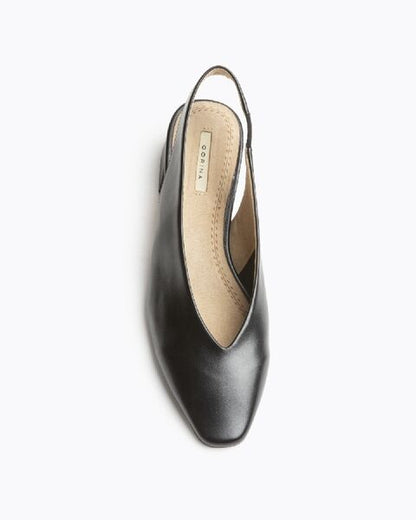 Black Slingback Block Heel Shoes