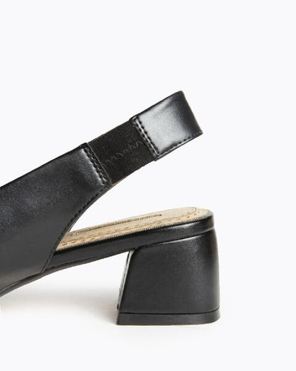 Black Slingback Block Heel Shoes