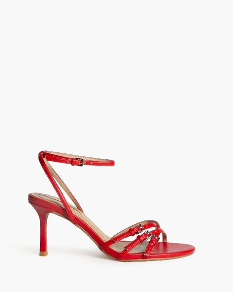 Red Glossy Strappy Sandal with Ankle Strap