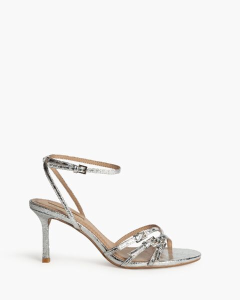 Silver Strappy Sandal with Ankle Strap