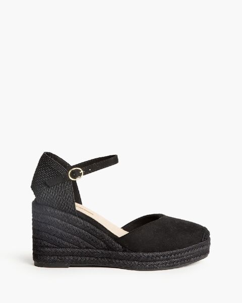 Black Espadrille Wedge with Ankle Strap