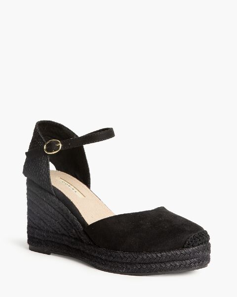 Black Espadrille Wedge with Ankle Strap