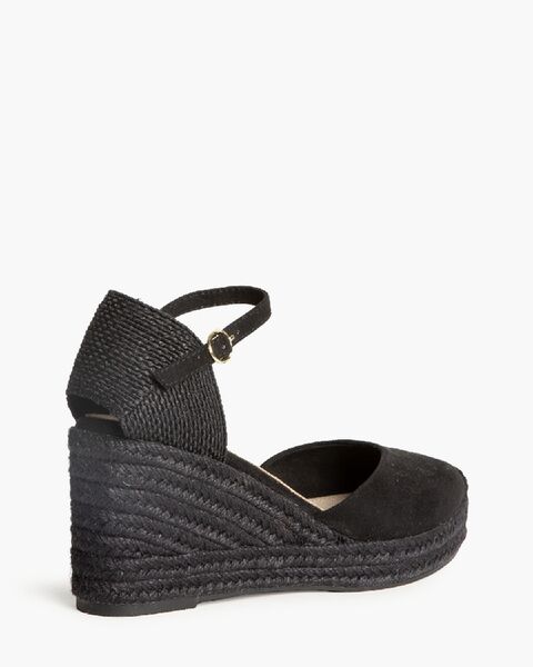 Black Espadrille Wedge with Ankle Strap