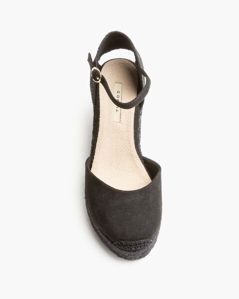 Black Espadrille Wedge with Ankle Strap