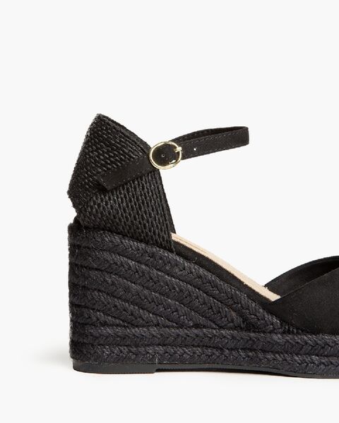 Black Espadrille Wedge with Ankle Strap