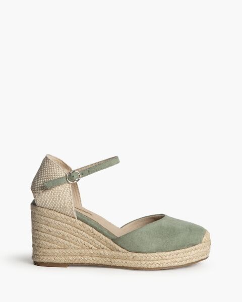 Sage Woven Espadrille Wedge with Ankle Strap