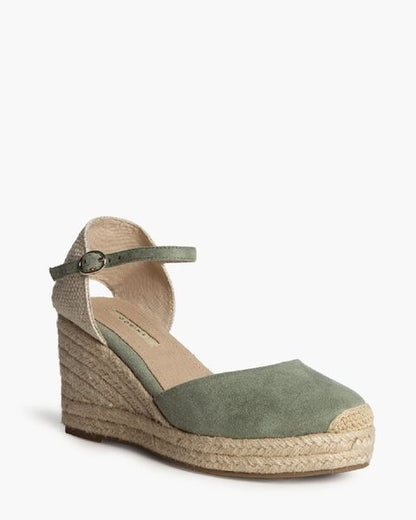 Sage Woven Espadrille Wedge with Ankle Strap