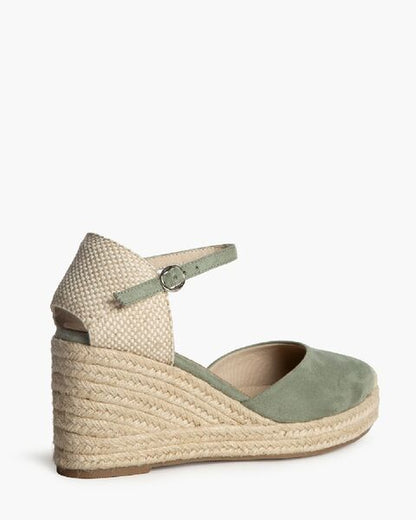 Sage Woven Espadrille Wedge with Ankle Strap