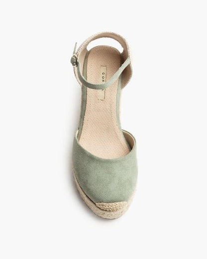Sage Woven Espadrille Wedge with Ankle Strap
