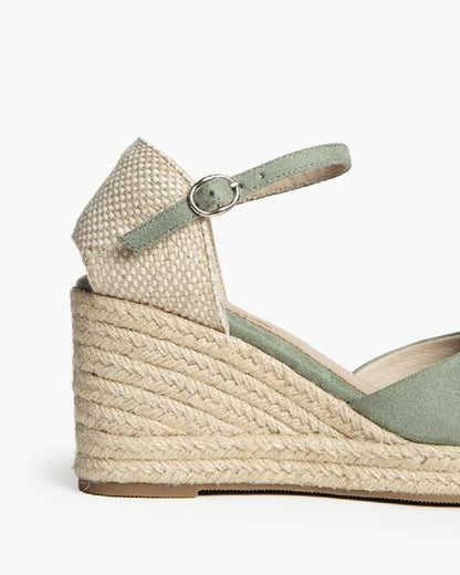 Sage Woven Espadrille Wedge with Ankle Strap