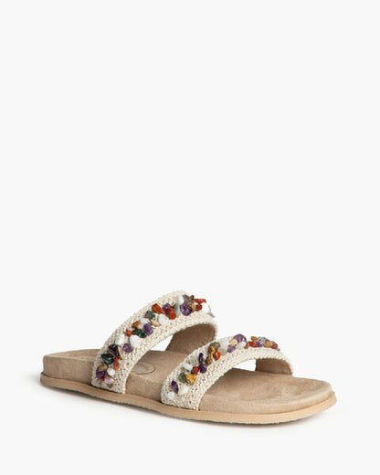Natural Beaded Sandals with Dual Straps