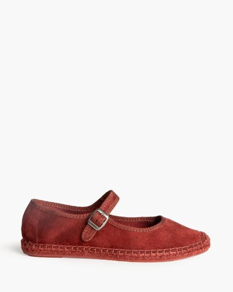 Rust Suede Mary Jane Shoes with Buckle Detail