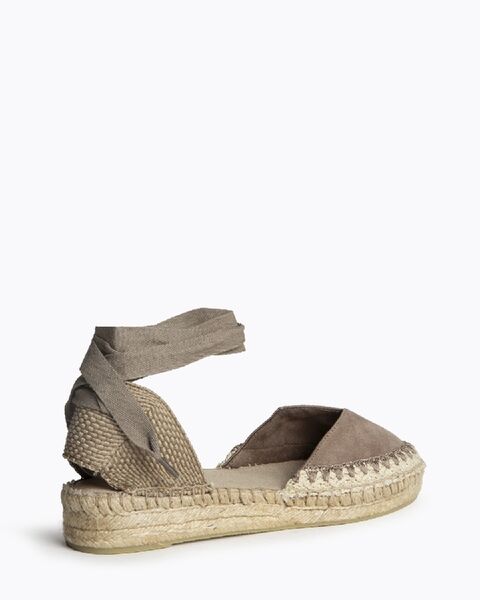 Taupe Canvas Espadrille with Ankle Tie