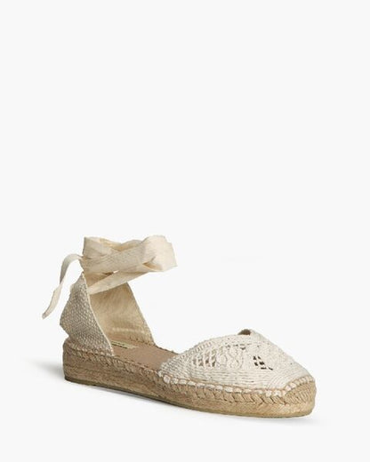 Black Woven Espadrille Sandals with Ankle Wrap