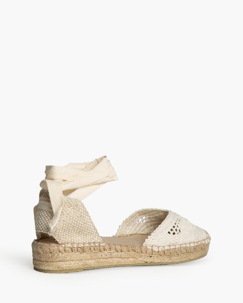 Black Woven Espadrille Sandals with Ankle Wrap