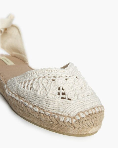 Black Woven Espadrille Sandals with Ankle Wrap