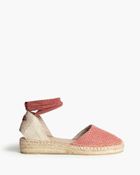 Pink Woven Espadrilles with Ankle Tie