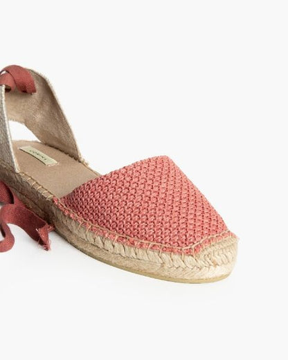 Pink Woven Espadrilles with Ankle Tie