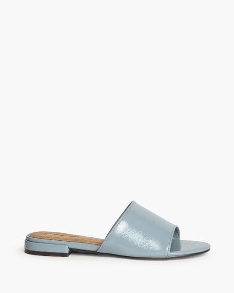 Blue Glossy Slide Sandals with Open Toe